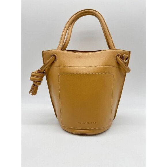MELIE BIANCO Miriam vegan leather top handle bucket satchel crossbody - Tan - Picture 4 of 9